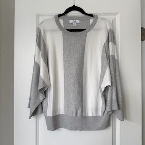 Magaschoni Gray and White Striped Sweater